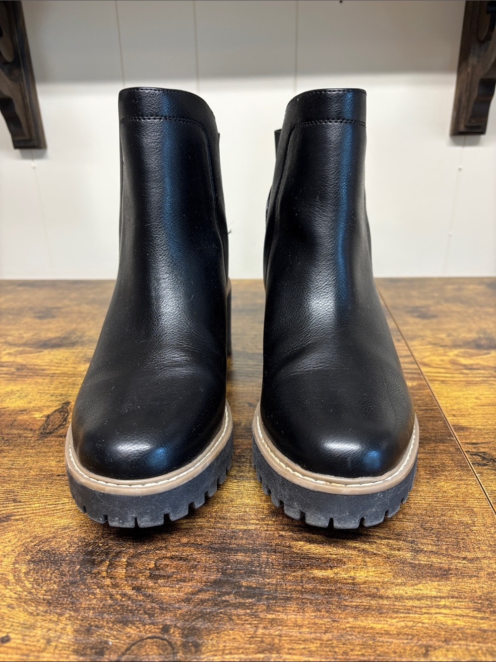 Dolce Vita Black Leather Wedge Ankle Boot